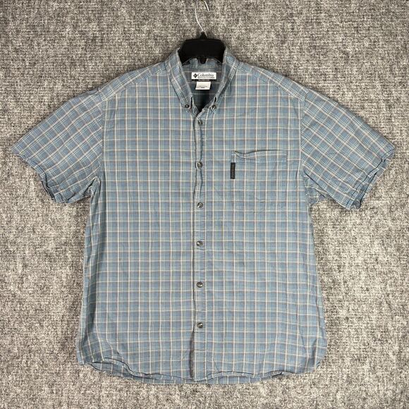 Columbia Shirt Mens XL Plaid‎ Casual Basic Short Sleeve Button Down Cotton - Picture 1 of 11